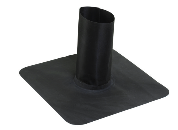 EPDM rörstos EPDM rörstos tillverkad av en 1,2 mm tjock EPDM-gummiduk. Används för att täcka rörgenomföringar. Stosen har en krage som limmas fast mot EPDM gummiduk.