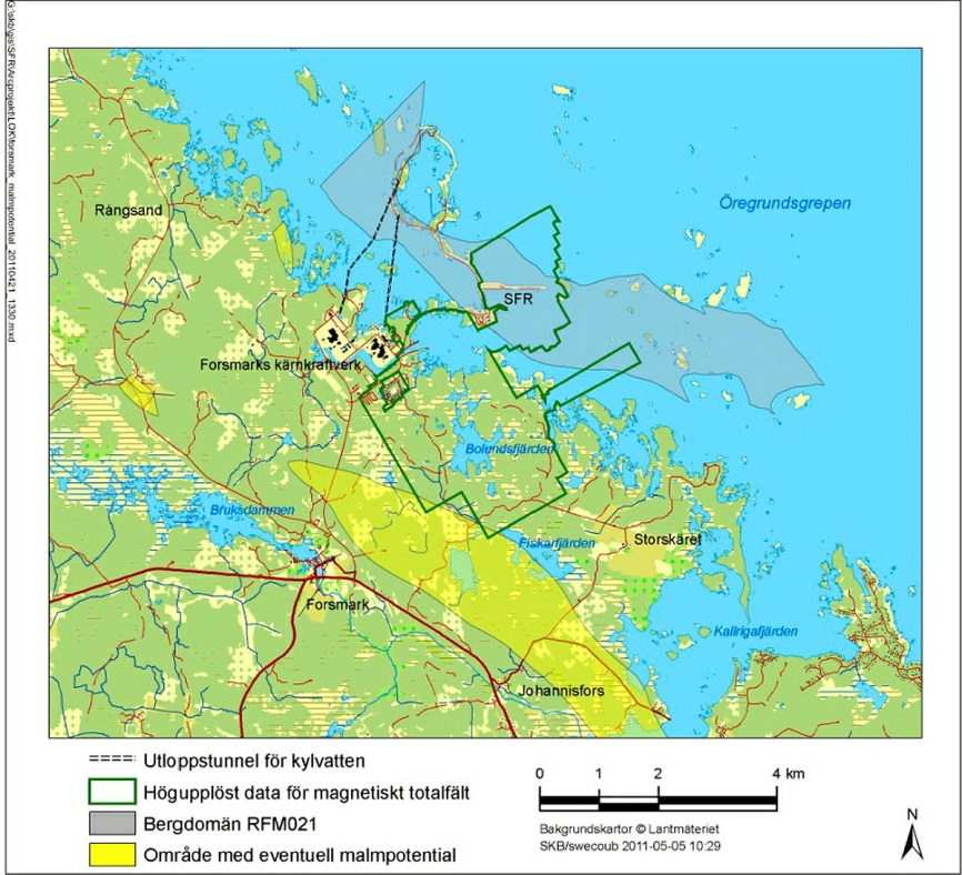 3(5) 1 Syfte Syftet med denna PM är att redovisa de underlag som belyser avsaknaden av malmpotential i Forsmarksområdet, speciellt inom området för befintligt och utbyggt SFR.