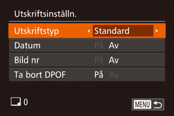 Utskriftsalternativ för filmsekvenser Enbild Bildser. Skriver ut den film som visas som en stillbild.