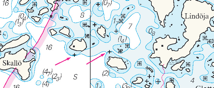 Nr 242 6 * 5376 Sjökort/Chart: 621 Sverige. Norra Östersjön. N om Arkösund. N om Gränsö. Området mellan Skallö och Lindöja. Undervattensstenar.