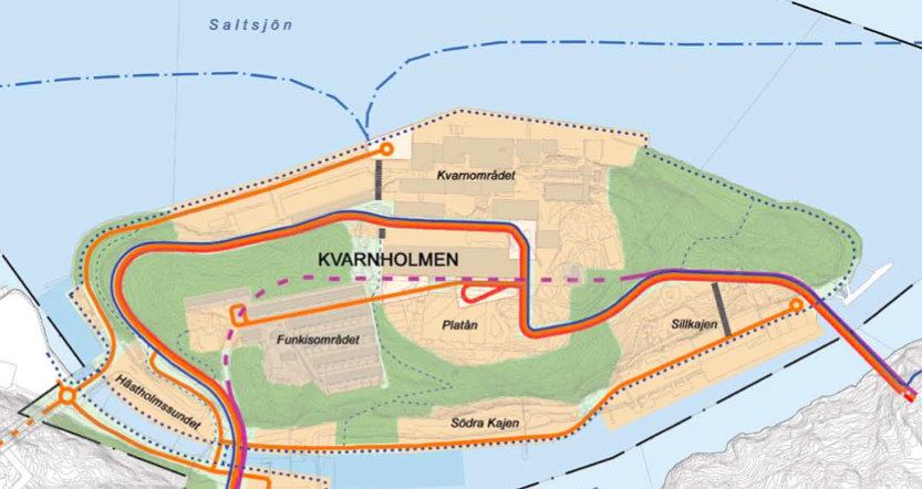 På öns östra spets anläggs ett ambitiöst grönområde med omfattande möjligheter för aktiviteter och rekreation som lekplatser, boulebanor, strövområden och öppna ytor.