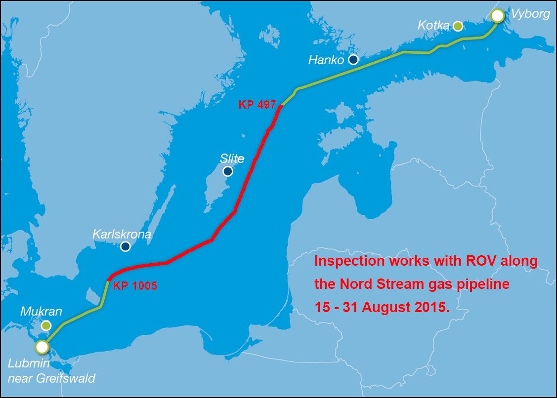 2015-07-16 8 Nr 555 Karta Nord Stream. Publ. 15 juli 2015 * 10527 (T) Sjökort: 616, 6163 Sverige. Norra Östersjön. O om Utö. Skjutvarning. 4-6 Aug 2015.