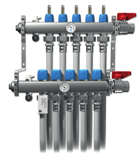 LK VÄRMEKRETSFÖRDELARE RF Värmekretsfördelaren är hjärtat i ditt golvvärmesystem och placeras centralt i det område där värmeslingorna ska läggas.