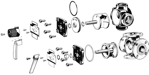 Vridande styrdon Shuntventil Serie 4g, 4F, 4H och T Datumk