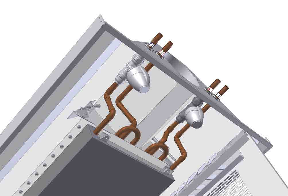 102 131 lindab premum Ventiler och ställdon Ventil Ställdon Figur 5. Ventil med monterat ställdon. Figur 6. llustration av ventilernas och ställdonens placeringar inuti en kylbaffel. Exempel A1,.