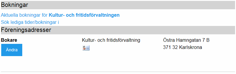 Uppdatera föreningens uppgifter Du kommer nu in till era föreningsuppgifter. Här visas mer information än om du inte är inloggad.