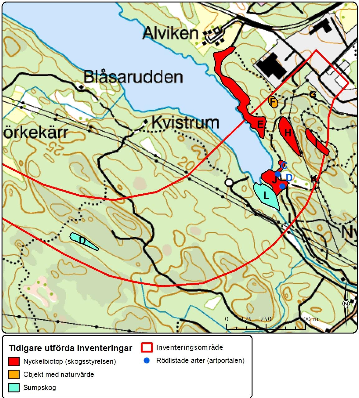 Utdrag från Artportalen från perioden 2000-2016 visar att de rödlistade arterna tallticka, gulvit blekspik och svedjenäva har rapporterats från inventeringsområdet (tabell 2).