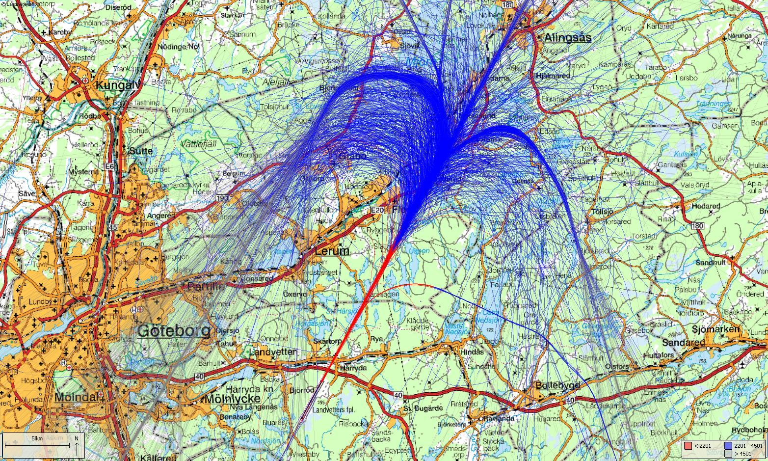 Ankommande trafik bana 21 (tillämpning av system idag) Bana 21 Cirka