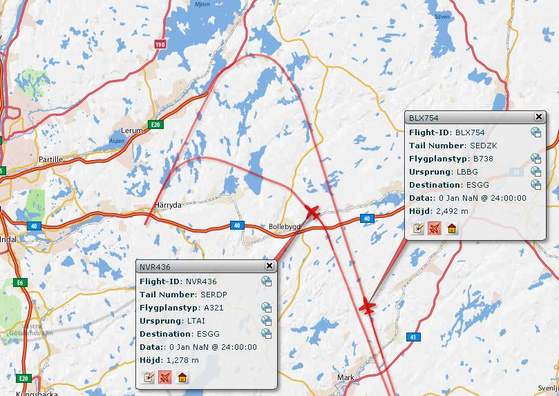 RNP AR Göteborg Landvetter Airport (kurvade inflygningar) Reducera utsläpp - 11 nautiska mil (ca 20 km) Fördelning av trafik - avlasta områden - inga nya boende 70 db(a)