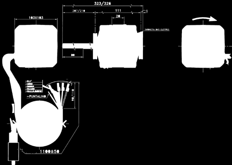 Enkelaxlig fläktmotor 101M Art.nr Effekt (W) Avgiven Upptagen Strömförbrukn. (A) Varv/min Hög Med. Låg Dim (mm) A B Vikt (kg) Kond. (uf) Märksp.