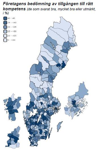 60 Bilaga 8. Källa: Kartan är hämtad från och bygger på Svenskt Näringslivs företagsundersökning 2014, http://www.arenafortillvaxt.se/files/omvarldsfakta/nr2%202015%20f%c3%b6retagande.