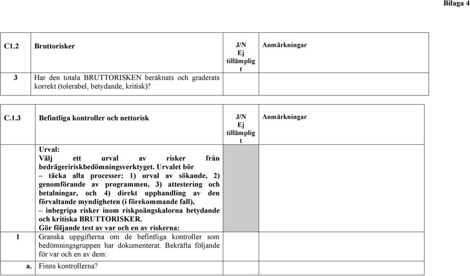 (i förekommande fall), inbegripa risker inom riskpoängskalorna beydande och kriiska BRUTTORISKER.