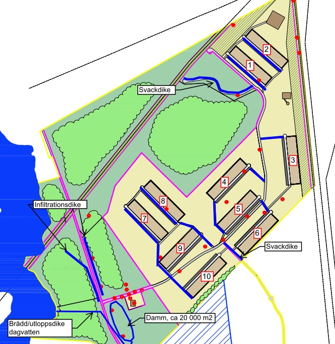 2, KS 2017-02-14 08:30 / Bilaga: Planbeskrivning Midskog 45 Antagandehandling Bild 17. Exempel på möjlig dagvattenhantering inom området. Illustrationen visar endast ett förslag.