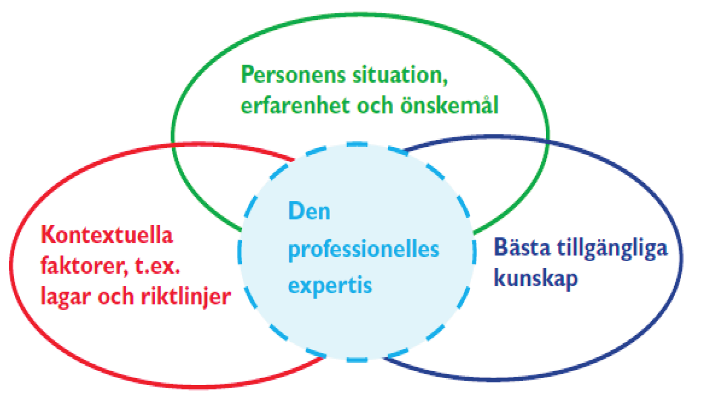Figur 1. Delarna i den evidensbaserade beslutsprocessen [54].