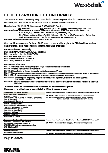 Allmänt 1.4 EG-försäkran om överensstämmelse En s.k EG-försäkran om överensstämmelse medföljer vid leverans av produkten. 1 2 3 4 5 6 7 6 7 7 6 6 8 CE_16_2 1.