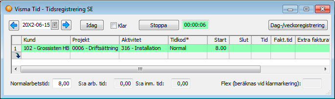 Tidsregistrering Tidsregistrering Med tidsregistreringen säkrar du att alla timmar finns på bordet när det är dags att fakturera.