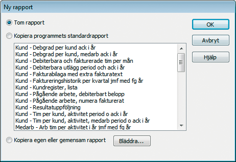 Rapportering Rapportering I programmet finns en utskriftscentral och en rapportgenerator.