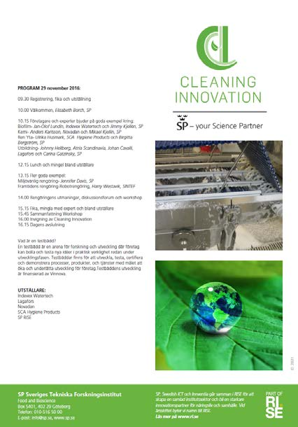 medlemmar från Cleaning Innovation med flera föredrag under seminariet med kunskaper från testbädden.