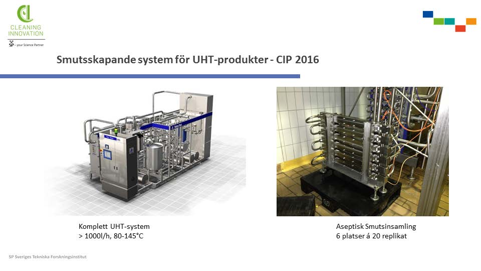 Testarena CIP 2016 CIP 1 Lagafors CIP 2 Tetra Pak Modulutrustningen Mindre komplettering införskaffas Används i demoprojekt Lagaforsutrustningen Ingen åtgärd Tetra Pak-diskrigg Används i nytt projekt