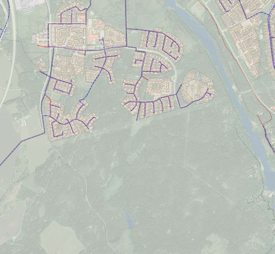 Vatten och avlopp Det finns inget kommunalt vatten och avlopp inom planområdet söder om kraftledningen.