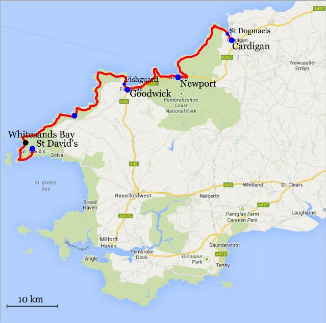 Pembrokeshire Coast Path, St David s St Dogmaels, 6 nätter 3(6) Dag 7 Hemresa Idag bär det av hemåt eller vidare ut i Storbritannien. Pris och period Enligt information på vår hemsida www.vandra.