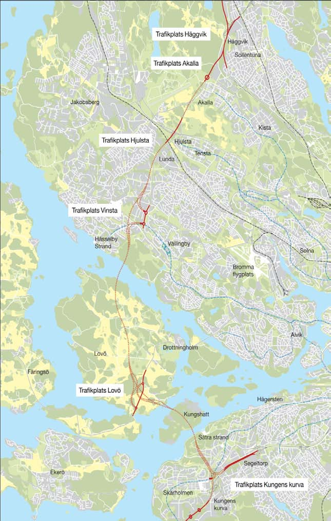 Nya busslinjer ansluter till buss, T-bana, tåg och tvärbana Stombusslinjer (i blått) Direktbusslinjer (i rött) Busslinjer Barkaby 518, 567, 550, 552, 560, 553, 541 Busslinjer Vinsta 116, 179, 199,