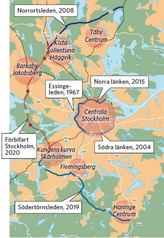 Regional utvecklingsplan Förbifart Stockholm ett nyckelobjekt för att öka vägkapaciteten över Saltsjö Mälarsnittet : bildar en yttre ringled tillsammans med Norrortsleden och Södertörnsleden