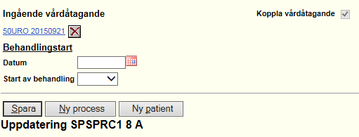 Fortsättning från föregående sida 4. Tryck på Ingående vårdåtagande 5. Ny info i vårdprocessen visas.