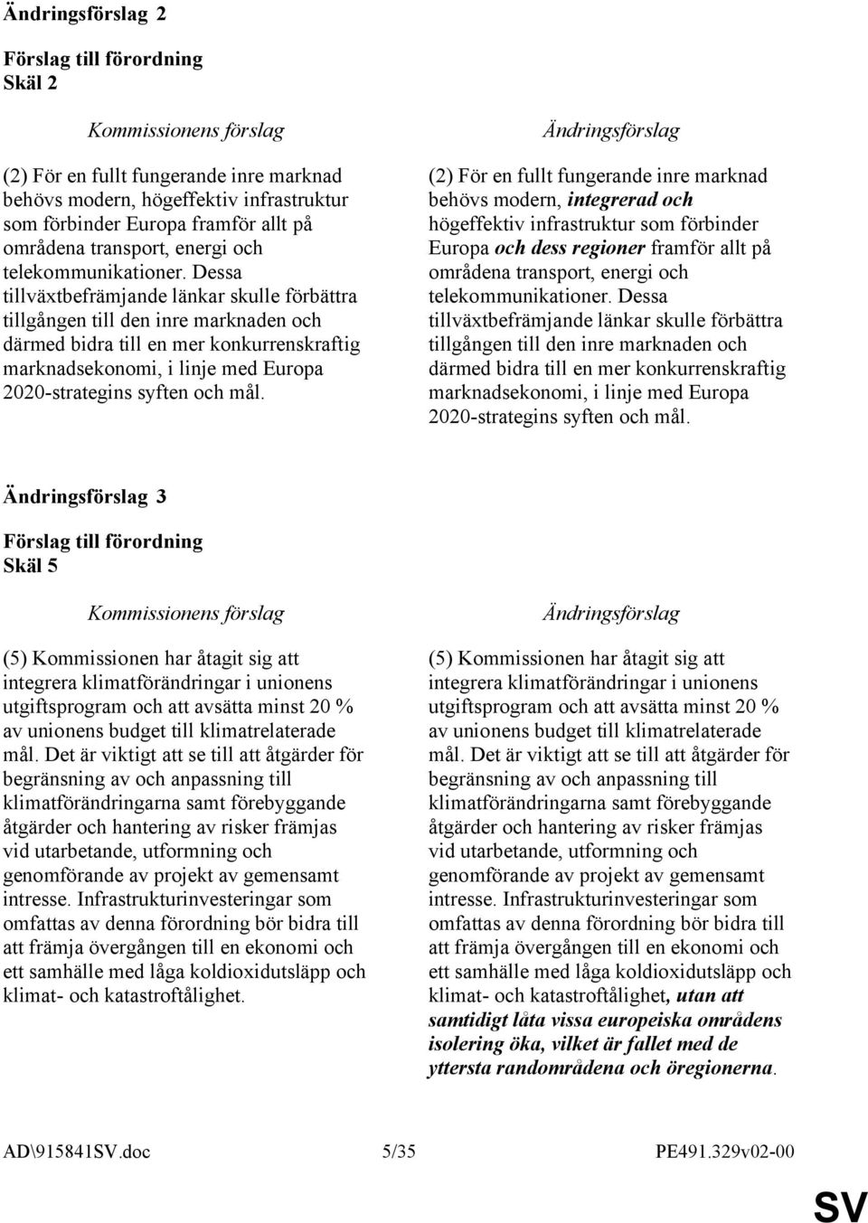 (2) För en fullt fungerande inre marknad behövs modern, integrerad och högeffektiv infrastruktur som förbinder Europa och dess regioner framför allt på områdena transport, energi och