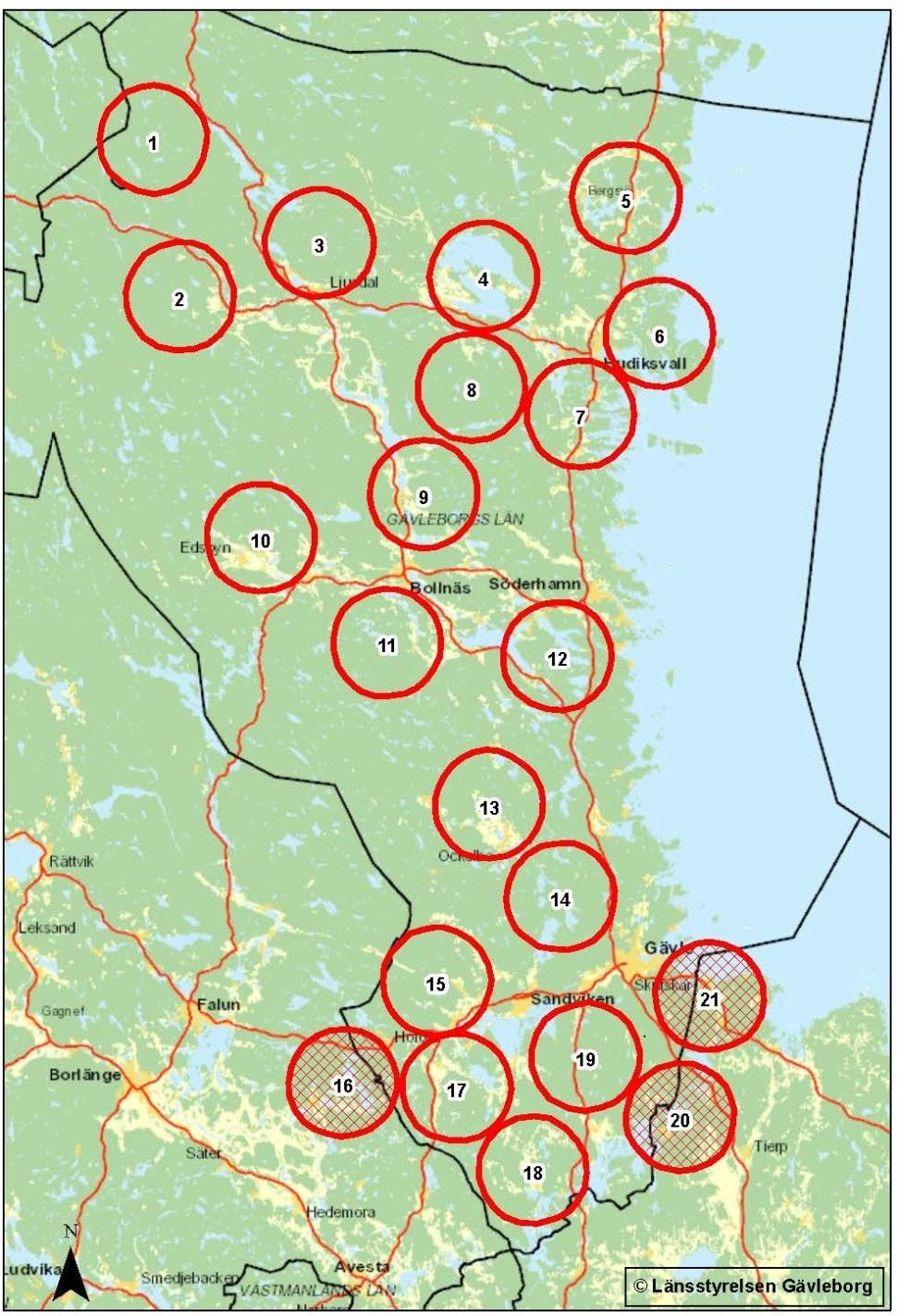 Resultat från lodjursinventeringen 2012/2013 Totalt kvalitetssäkrades 21 lodjursföryngringar/familjegrupper i Gävleborgs län vintern 2012/2013.
