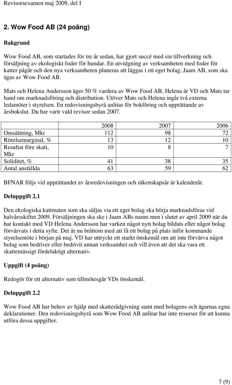 Mats och Helena Andersson äger 50 % vardera av Wow Food AB, Helena är VD och Mats tar hand om marknadsföring och distribution. Utöver Mats och Helena ingår två externa ledamöter i styrelsen.