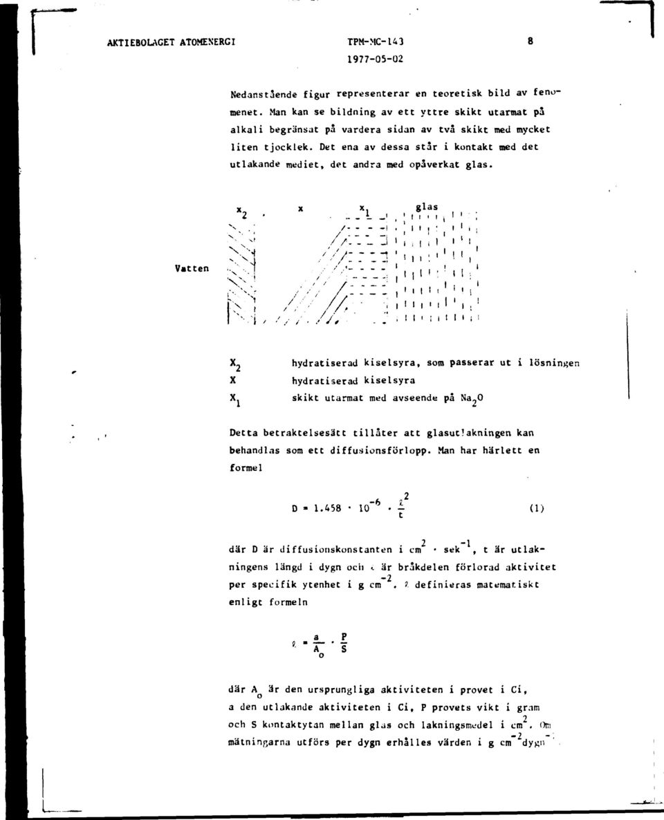 Det ena av dessa står i kontakt med det utlakande mediet, det andra med opåverkat glas. Vatten V; ' t i. _i >t glas l i i I ' i ; //".."- J ',,, I I ' l V7::::!'<,.:<'",'.