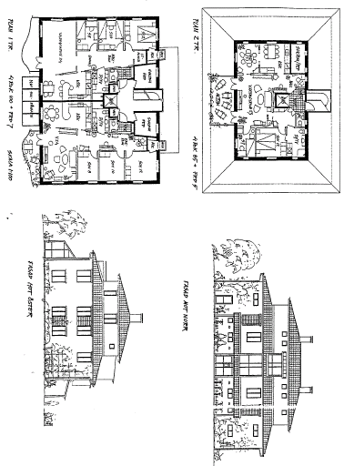 Bilaga 3:10 10. Planlösning enligt Kikaren Husen antas ha fem våningar. Husens taklutning antas till 38 grader. Husen har rektangulär form, men på ena långsidan sticker trapphuset ut lite grann.