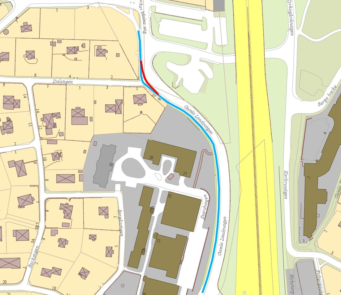 1.7 Gamla landsvägen Gång- och cykelbanan som löper utmed Gamla landsvägens norra halva är i stort behov av upprustning.