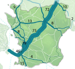 311 Figur 13. Godstågsflöden per dag i Skåne innan Hallandsåstunnelns öppnande. (Källa Ramböll 2015). Hamnflöden Under 2013 transporterades drygt 30 miljoner ton gods via skånska hamnar, se figur 14.