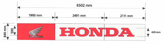 B1 Blind panel till A1 Logoband skylt Honda Original Blankt mellanband utan logotyp, placeras mellan logoband och firmanamnet. Pulverlackerad aluminium med indragen midja. Passar ihop med A1.