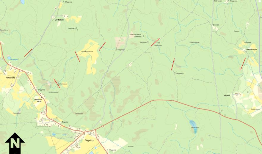 27-32. Sträckan handlar främst om skogsmark, där viktiga sumpskogsområden förekommer.