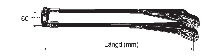 Parallelltorkare typ 13 Torkarmotor SWMK med parkeringsläge Startmoment = 16 Nm Arbetsmoment = 3 Nm Antal dubbelslag vid nominell last = 45 Spänning Torkvinkel A1 A2 Kopplingsschema* Motor 12 V 24 V