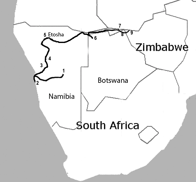 Namibia Några av de platser vi besökte: 1. Windhoek 2. Swakopmund och Walvis Bay 3.