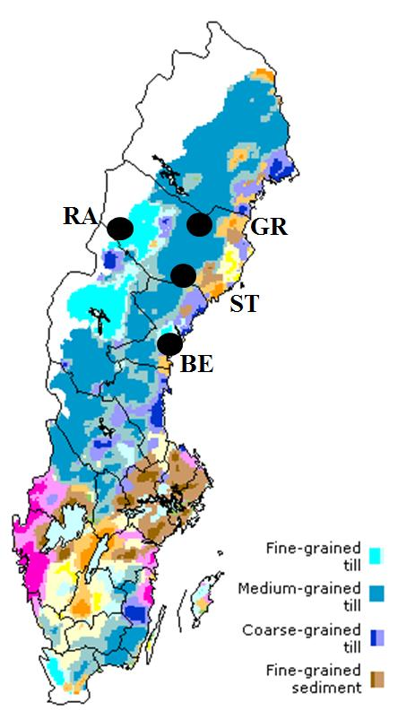 Swedish survey (1987) 16 Jordprover från befintliga