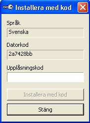 När du ska använda Installera med kod för en specifik språkmodul väljer du språk från listan med installerade språk och klickar sedan på knappen Installera med kod.