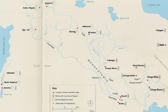 De äldsta funna lämningarna av tegel Mellanöstern, ca 10 000 år sedan