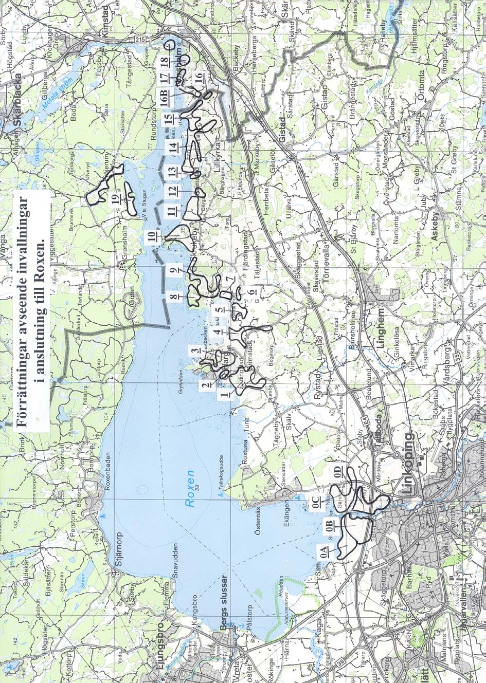Samtliga invallningsförrättningar belägna kring sjön Roxen