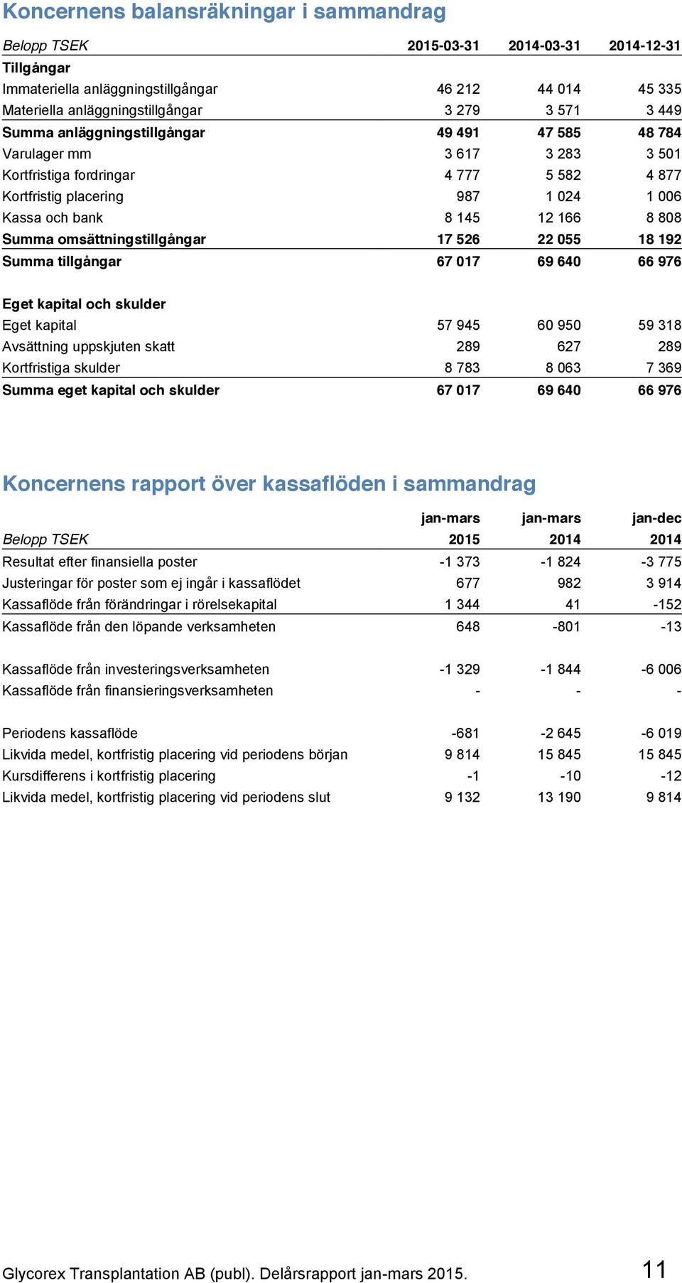 Summa omsättningstillgångar 17 526 22 055 18 192 Summa tillgångar 67 017 69 640 66 976 Eget kapital och skulder Eget kapital 57 945 60 950 59 318 Avsättning uppskjuten skatt 289 627 289 Kortfristiga