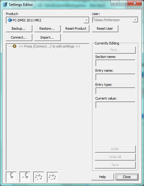 PC-DMIS Settings Editor Allmänt om Settings Editor PC-DMIS Settings Editor användes ursprungligen för att hantera registernycklar.