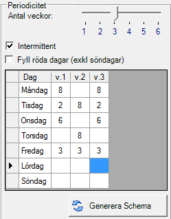 Vill du göra någon förändring på schemat, t.ex. om ni jobbar efter sommartid, måste du först klicka på Spara-knappen och sedan på Ändra-knappen.