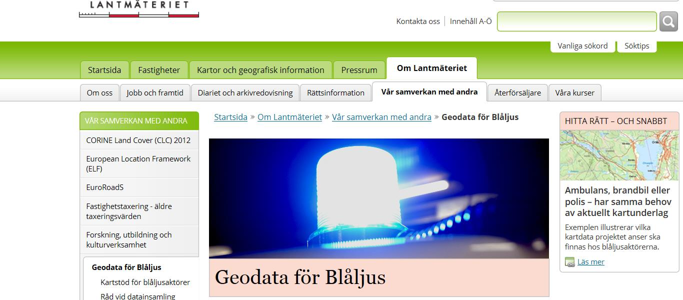 Geodata för Blåljus Samverkansprojekt med stöd av MSB med