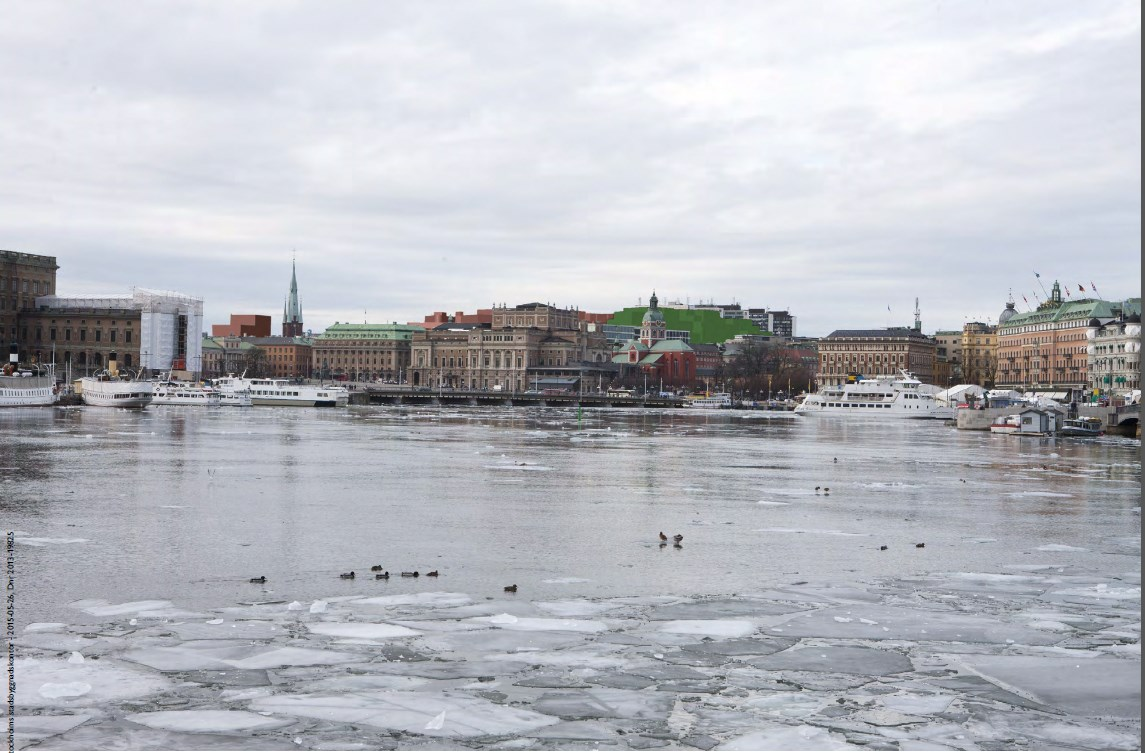 Sida 4 (5) Vy från Kungsträdgården med den planerade byggnaden inlagd.