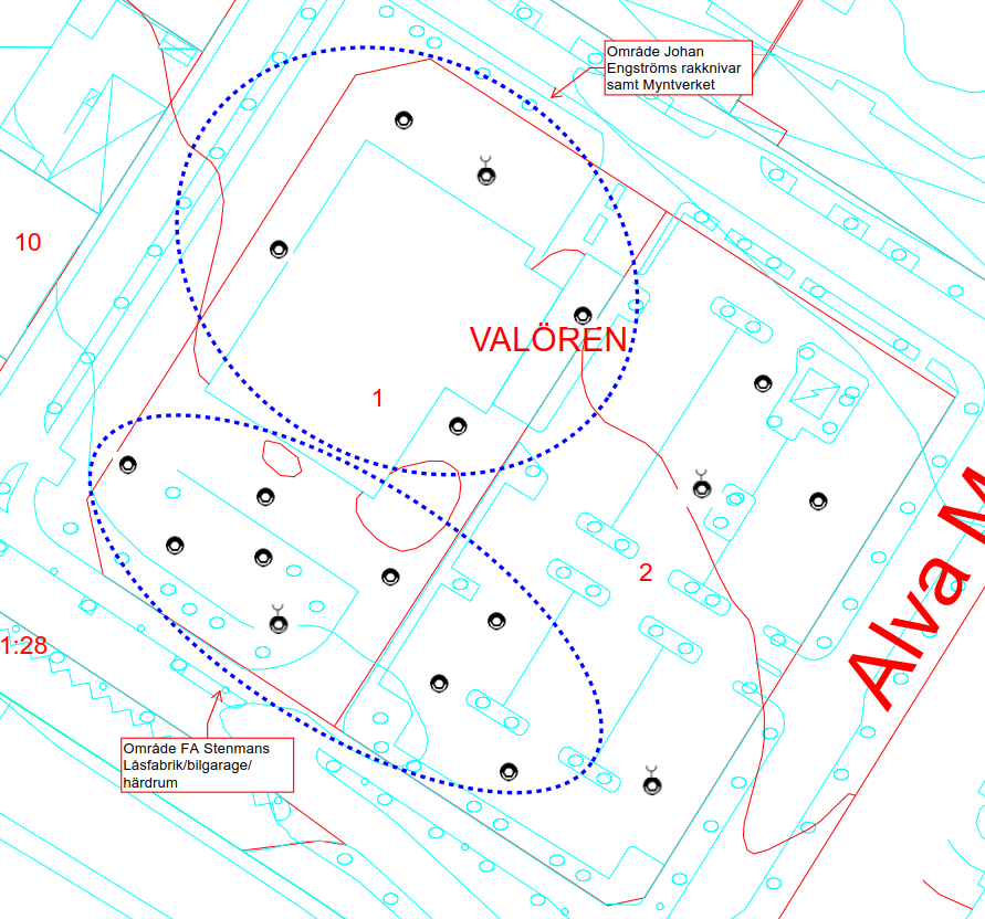 I de nordöstra delarna av Valören 2 har inga direkta verksamheter identifierats.