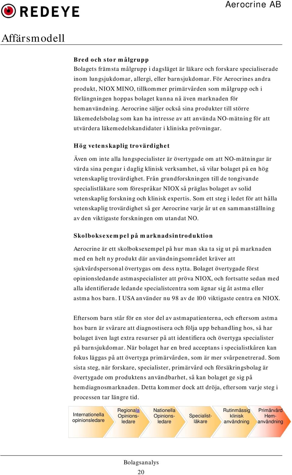 Aerocrine säljer också sina produkter till större läkemedelsbolag som kan ha intresse av att använda NO-mätning för att utvärdera läkemedelskandidater i kliniska prövningar.